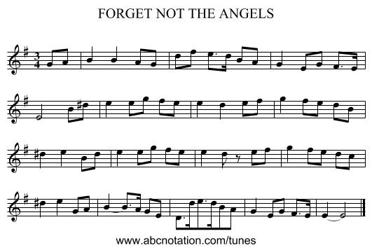 FORGET NOT THE ANGELS - staff notation