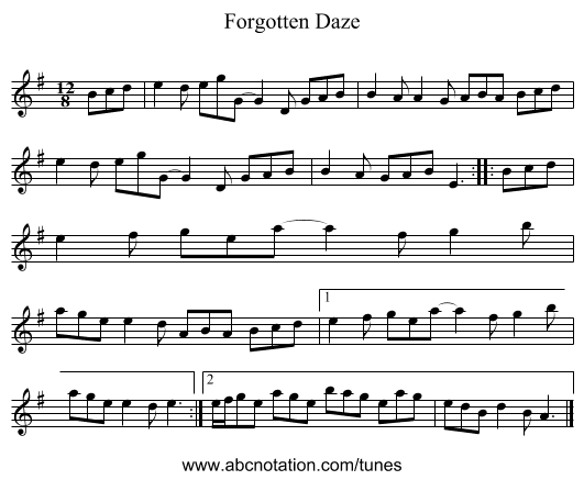 Forgotten Daze - staff notation