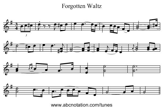 Forgotten Waltz - staff notation