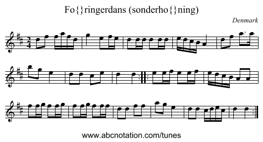 Føringerdans (sonderhøning) - staff notation
