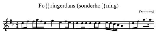 F&oslash;ringerdans (sonderh&oslash;ning) - staff notation
