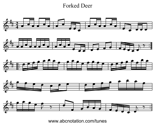 Forked Deer - staff notation