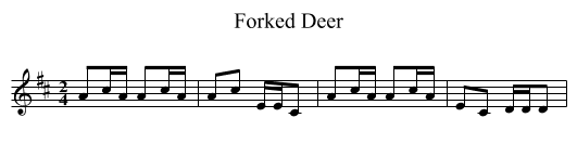 Forked Deer - staff notation