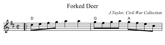 Forked Deer - staff notation