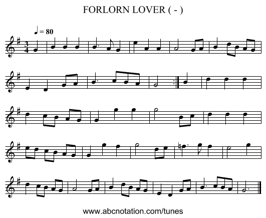 FORLORN LOVER ( - ) - staff notation