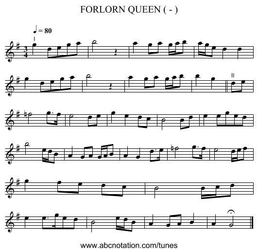 FORLORN QUEEN ( - ) - staff notation