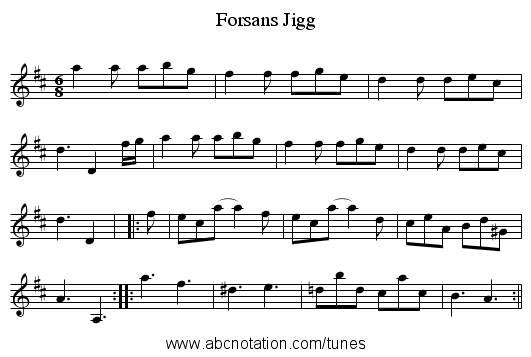 Forsans Jigg - staff notation