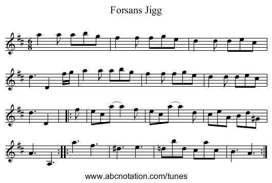 Forsans Jigg - staff notation