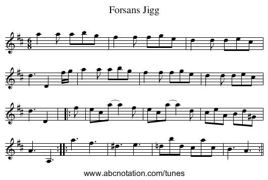 Forsans Jigg - staff notation