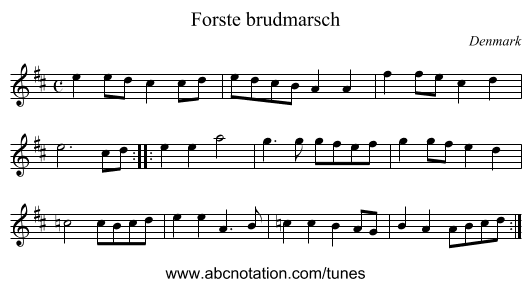 Forste brudmarsch - staff notation