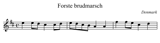 Forste brudmarsch - staff notation