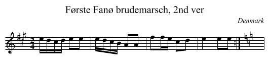 Første Fanø brudemarsch, 2nd ver - staff notation