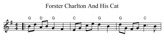 Forster Charlton And His Cat - staff notation