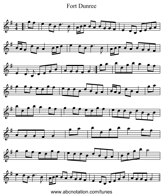 Fort Dunree - staff notation