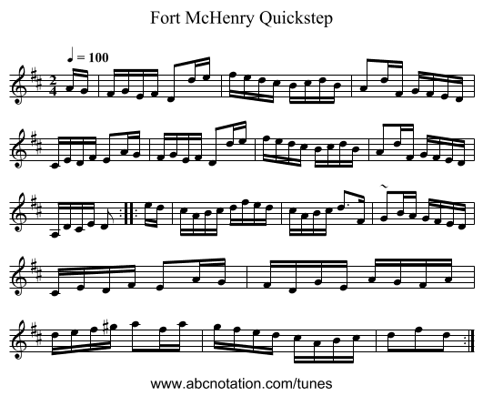 Fort McHenry Quickstep - staff notation