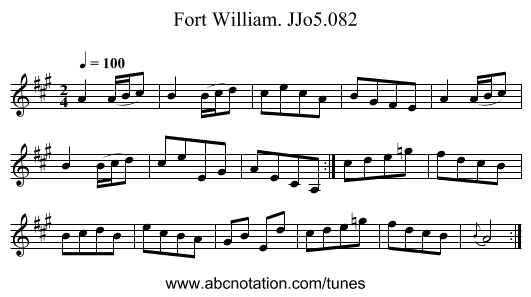 Fort William. JJo5.082 - staff notation