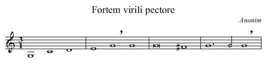Fortem virili pectore - staff notation