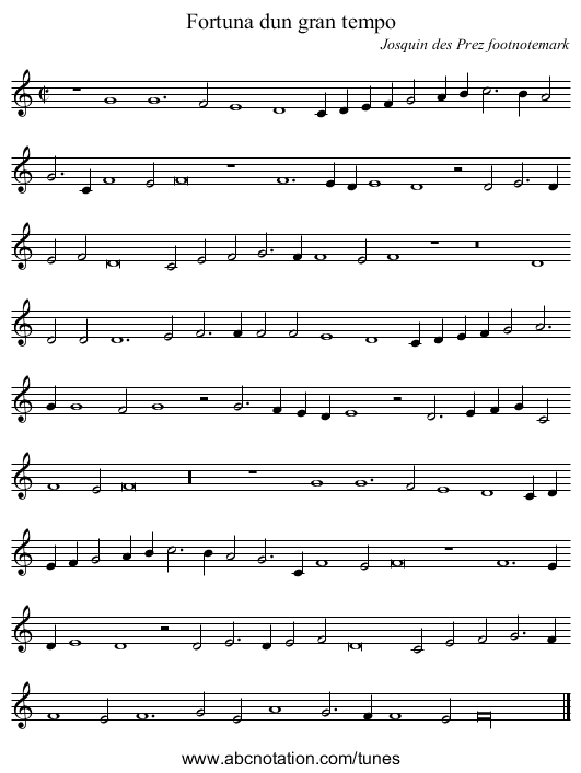 Fortuna dun gran tempo - staff notation