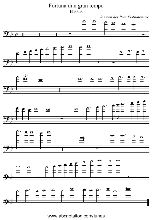 Fortuna dun gran tempo - staff notation