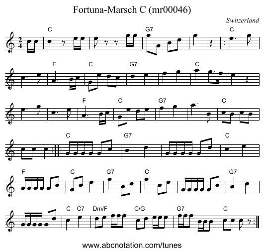 Fortuna-Marsch C (mr00046) - staff notation