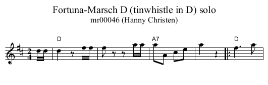 Fortuna-Marsch D (tinwhistle in D) solo - staff notation