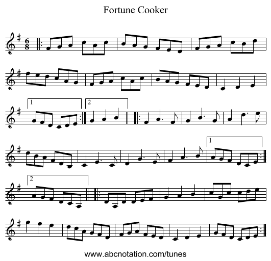 Fortune Cooker - staff notation