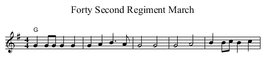 Forty Second Regiment March - staff notation