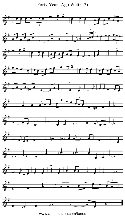 Forty Years Ago Waltz (2) - staff notation