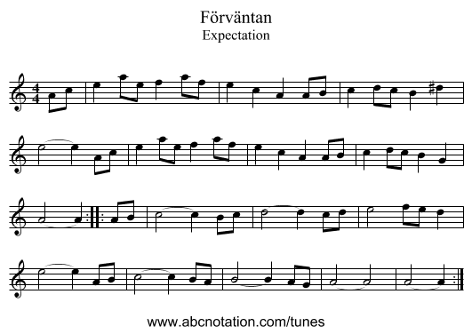 F&ouml;rv&auml;ntan - staff notation