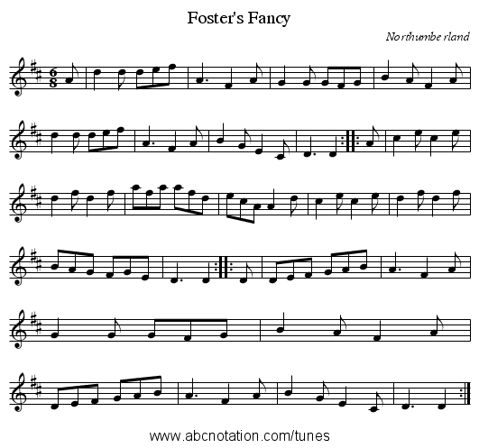 Foster's Fancy - staff notation