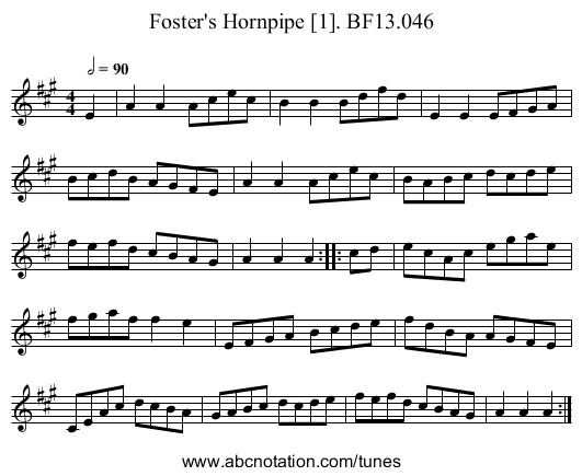 Foster's Hornpipe [1]. BF13.046 - staff notation