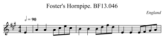Foster's Hornpipe. BF13.046 - staff notation