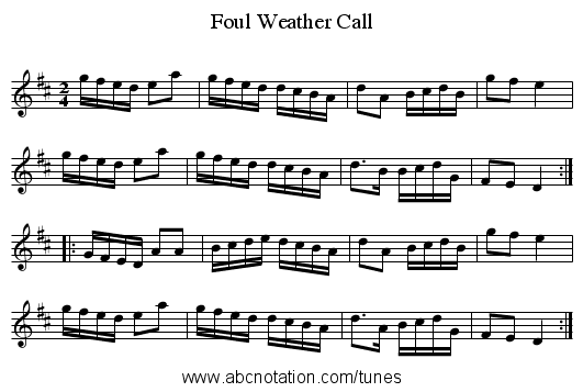 Foul Weather Call - staff notation