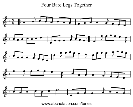 Four Bare Legs Together - staff notation