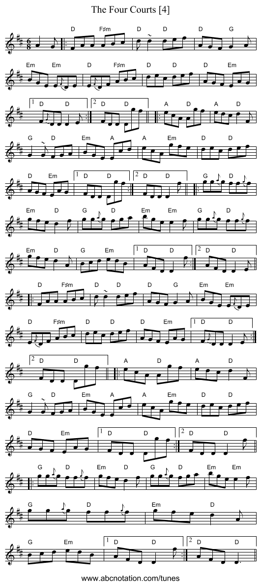 Four Courts [4], The - staff notation