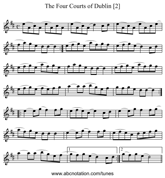 Four Courts of Dublin [2], The - staff notation