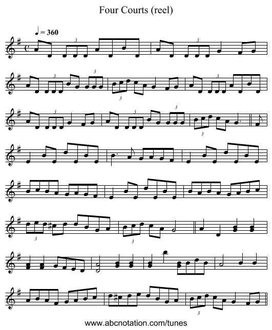 Four Courts (reel) - staff notation