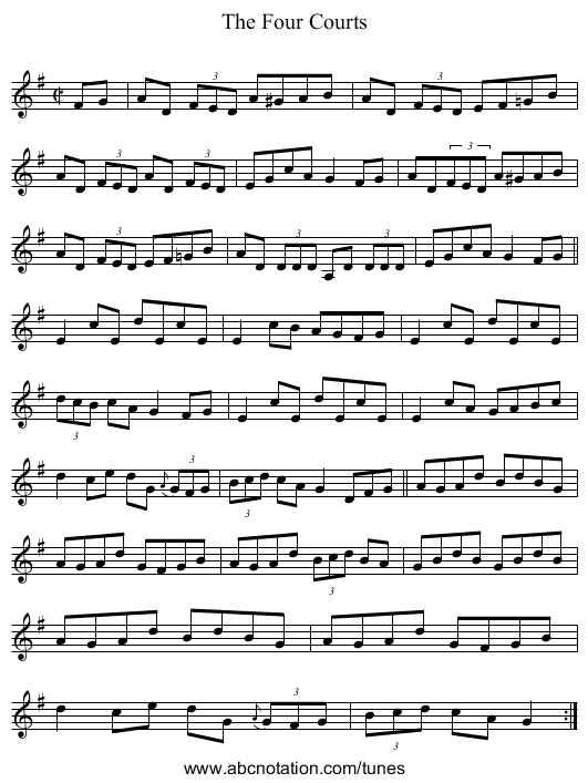 Four Courts, The - staff notation