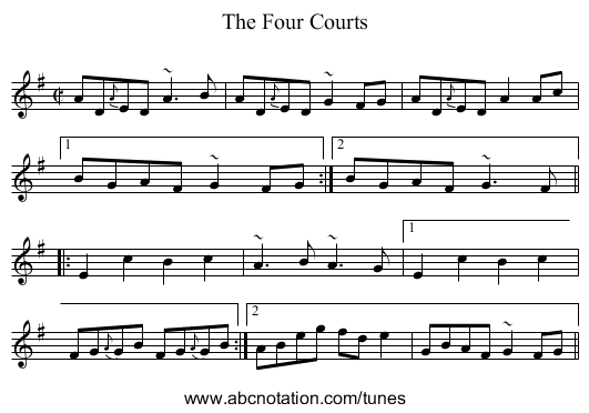 Four Courts, The - staff notation