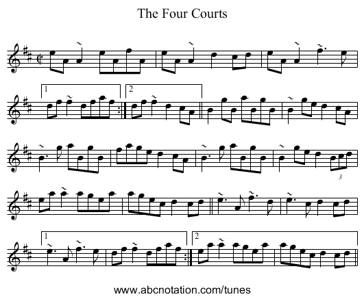 Four Courts, The - staff notation