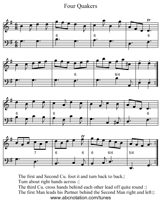 Four Quakers - staff notation