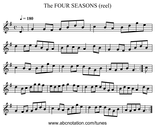 FOUR SEASONS (reel), The - staff notation