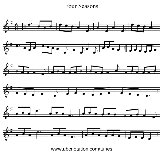 Four Seasons - staff notation