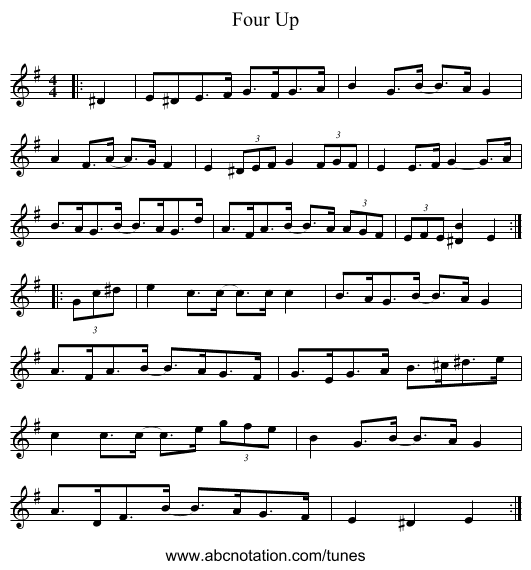Four Up - staff notation