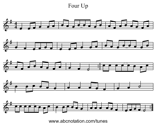 Four Up - staff notation