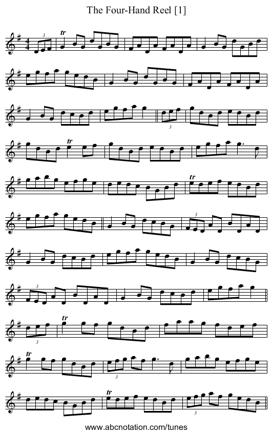 Four-Hand Reel [1], The - staff notation