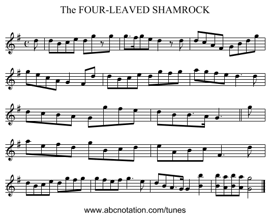 FOUR-LEAVED SHAMROCK, The - staff notation