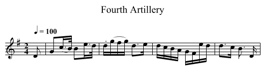 Fourth Artillery - staff notation