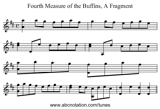 Fourth Measure of the Buffins, A Fragment - staff notation