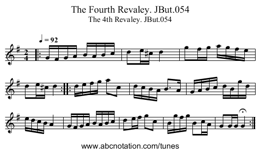 Fourth Revaley. JBut.054, The - staff notation